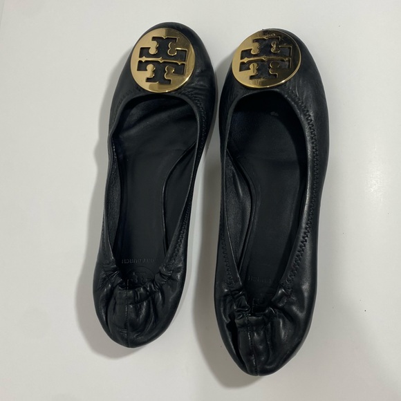 Tory Burch Women’s Leather Black Ballet Flats Sz 9 - Picture 4 of 9